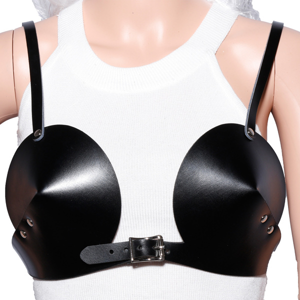 women's gothic genuine leathe Bras new design fashion sexy Bullet Bra real  r buckled adjustable black body breast harness