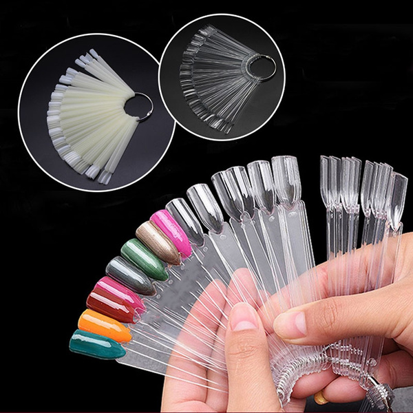 25pcs False Display Nail Art Fan Wheel Polish Practice Tip Sticks Nail Art Wish