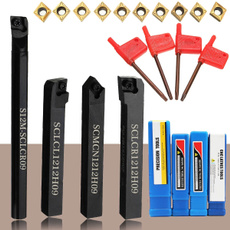 10 PCS CCMT09T304 Carbide Inserts + 4PCS 12mm 12M-SCLCR09CNC Lathe Boring Bar Turning Tool Holder Extension Rod Set + 4 PCS Wrench