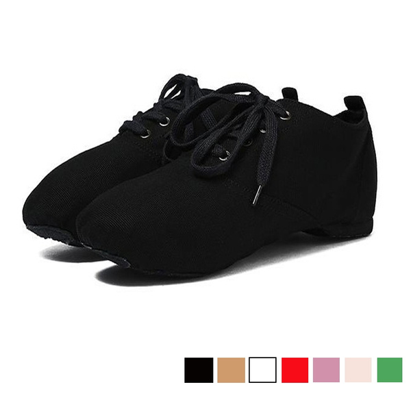 Woman's Canvas Jazz Dance Shoes Split Soles Lace-up Dane Sneakers ...