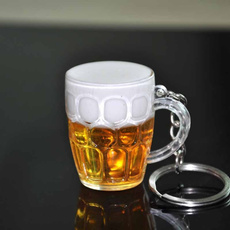 Unique Design Resin Beer Cup Key Chain Car Keyrings