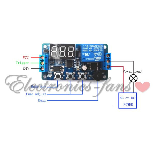 12V Display LED Timer Relay Programmable Board Buzzer Button Module Delay Switch 