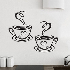New Arrival Trebdy Mural Beautiful Design Decal Kitchen Restaurant Cafe Tea Wall Stickers Art Vinyl Coffee Cups Stickers Wall Decor
