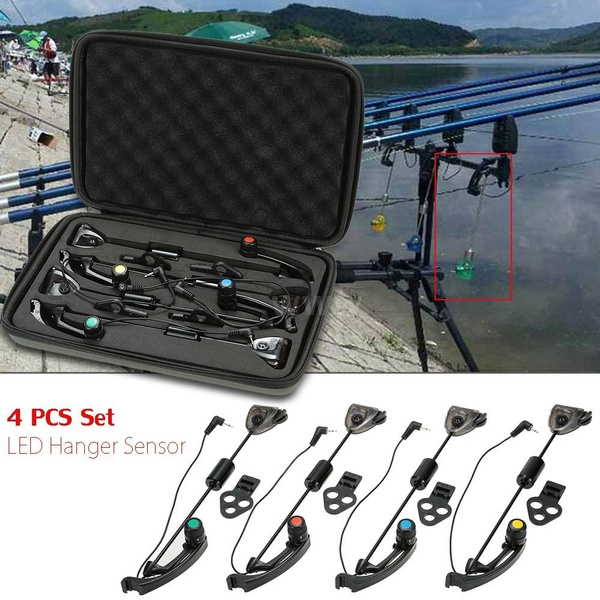 LIXADA 4 PCS Set LED Hanger Sensor Swinger Illuminated Fishing Swingers in  Cases Bite Indicator Carp Fishing Wiggler Fishing Tackle Kit