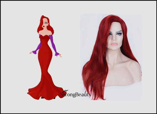 Halloween Jessica Rabbit Cosplay Wig Long Red Straight Hair