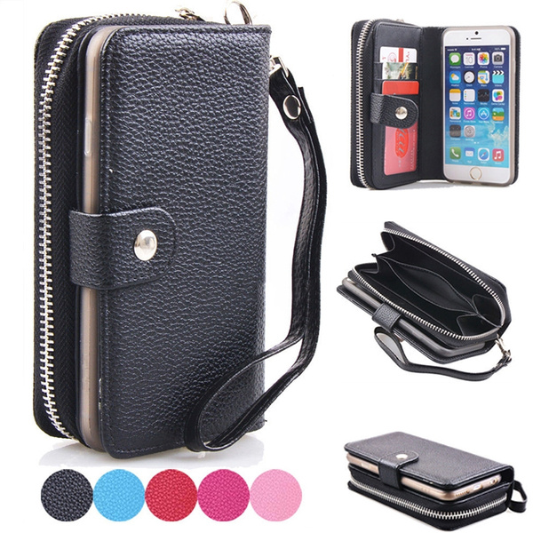 Para Samsung iPhone multifunción de cuero Cremallera Billetera Portatarjetas Estuche Teléfono Para Samsung iPhone multifunción de cuero Cremallera Billetera Portatarjetas Estuche Teléfono