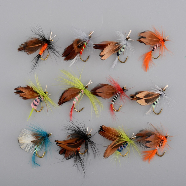 Fishing Hooks 12pcs/set Butterfly Style Salmon Flies Trout Dry Fly Fishing  Lure Fishing Tackle
