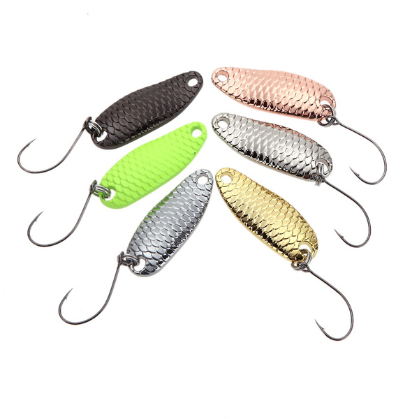 6Pcs/lot YAPADA Fishing Lure Spoon 3.5g Hard Bait Metal Fishing Lures  Sequin Paillette Baits Single Hook