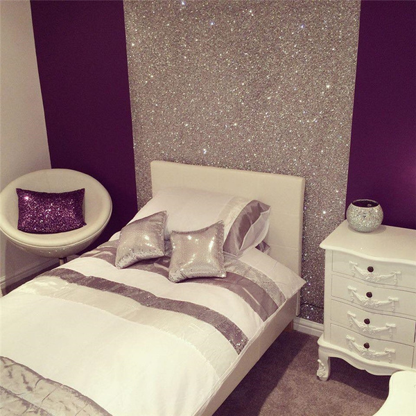 10 meter Best Quality Cheap Funky Purple Glitter Wallpaper Uk Sparkle  Background Walls | Wish
