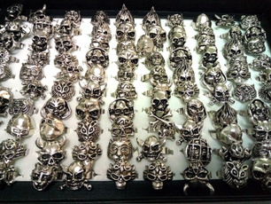 Goth, Jewelry, skull, vintagesilver