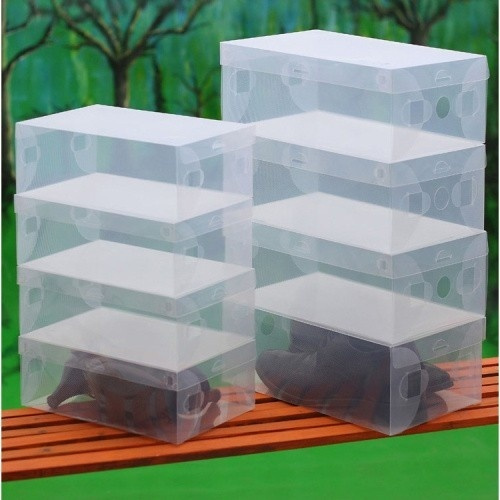 10X Transparent Clear Plastic Shoe Boxes Stackable Foldable Organizer Box Bulk