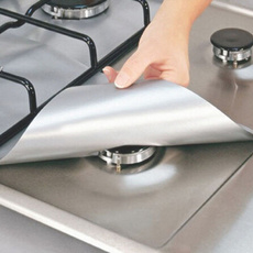 4PCS Reusable Glass Fiber Foil Gas Stove Burner Cover High Temperature And Oil Pollution Protector Liner Clean Mat Pad