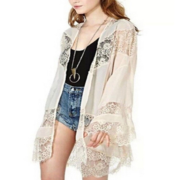 S-5XL Boho Women Chiffon Lace Beach 