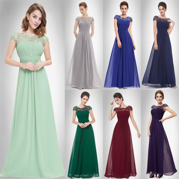 Ever Pretty HE09993 Lacey Neckline Long Evening Bridesmaid Mother Of ...