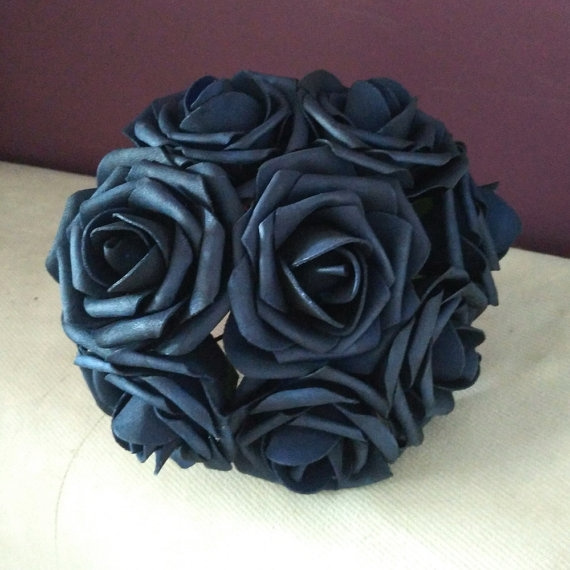 Anita M. Clark: Navy Blue Plastic Flowers / Navy Blue Silk Open Roses