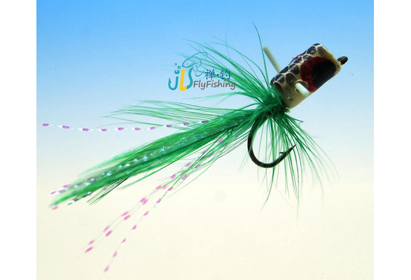 Details about   Free Box w/ 5 Green Foam Trout Bass Bug Popper Traditional Dry Wet Hook 6# D208 