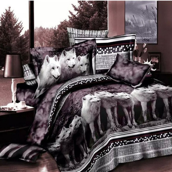 Wolf Bedding Sets Full Bed Sheets 3D Animal Print Bedspreads Quilt Duvet  Cover Linen Queen Size Double Bedsheet Bedroom | Wish