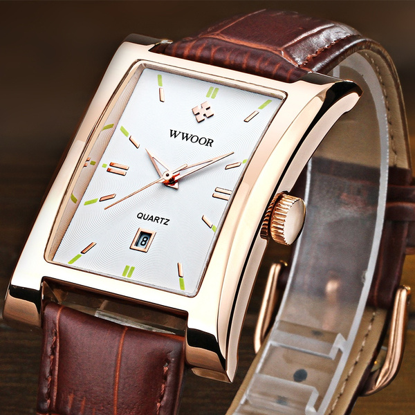 WWOOR Brand Quartz Watch Square Dial Luminous Sports Wrist Watch