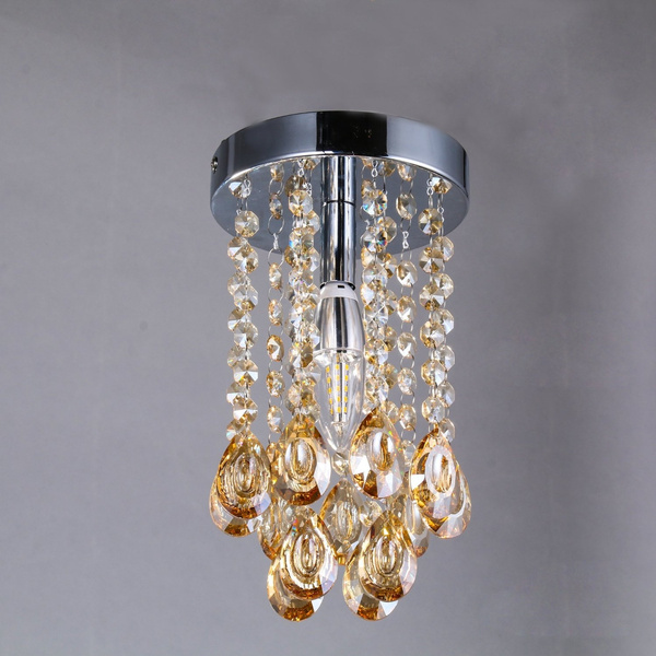 New Best Selling lustres LED crystal chandelier crystal lamp Mini Modern  Chandelier Lighting Fixture Pendant Ceiling Lamp amber crystal chandelier  Dia5.9 H11, 1 Light