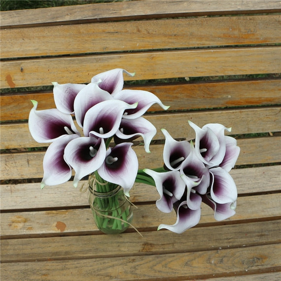 Picasso Purple Calla Lily 10 Stems Mini Calla Lily Real Touch Calla Lilies Artificial Calla Lily Bridal Bouquet Wedding Flowers Wish