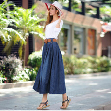 Summer, long skirt, long blue jean skirts for women, denimcasualwomensskirt