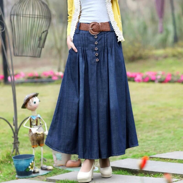 New women's Fashion Summer Denim All-match Loose Casual Jeans Skirt ...