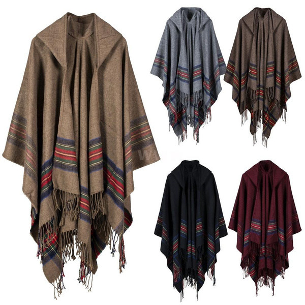 Poncho Cape Top Tassel Fringed Cardigan Print Sweater Scarf Coat Blanket Poncho Wish