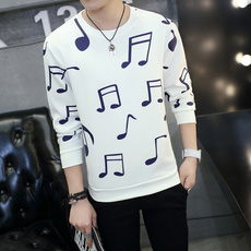 Hommes Casual Tops Automne Mode Col Rond Note Impression Hommes Hoodies
