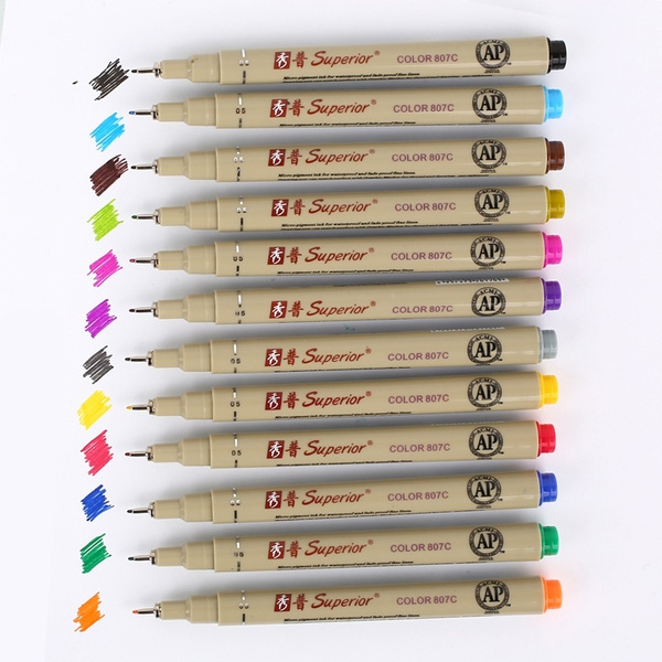 12 Colores Sketch Painting Marker Pen Fineliner Drawing Manga Anime Art  Markers