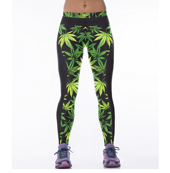 green leaf leggings