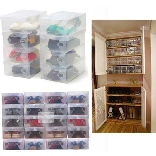 10X Clear Plastic Shoe Storage Box 
