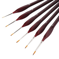 High Quality 6 Pcs Professional Wooden Handle Artists Modellers Detail Paint Brushes Set