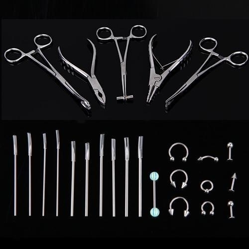 1 Set Stainless Steel Body Ear Lip Piercing Forceps Pliers Clamps Tools