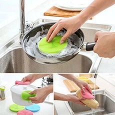 NEW Silicone Dish Washing Sponge Scrubber Cleaning Antibacterial Kitchen Tools