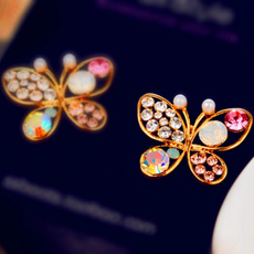 butterfly, DIAMOND, butterfly earrings, Pearl Earrings
