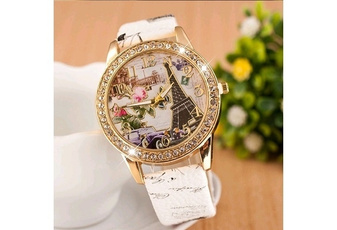 Vintage Paris Eiffel Tower Leather Quartz Watch Women Casual Crystal Wristwatch Gift New
