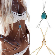 Bikini Beach Women Bohemian Gypsy Vintage Turquoise Harness Waist Belly Body Chain Jewelry