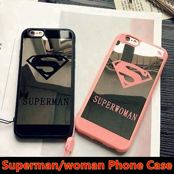 COOL Superman Superwoman LOGO Mirror Phone Case Soft Silicone