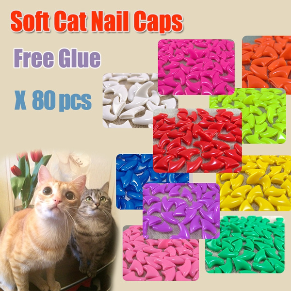 80 Pcs /lot Fashion Soft Cat Nail Caps /Cat Grooming/Cat Nail Protector