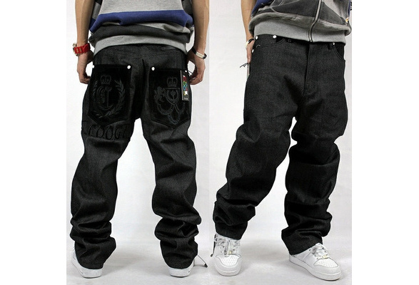 Men's Plus Size Hip-hop Baggy Pants Men Straight Skateboard Baggy Jeans  Street Dance Trousers