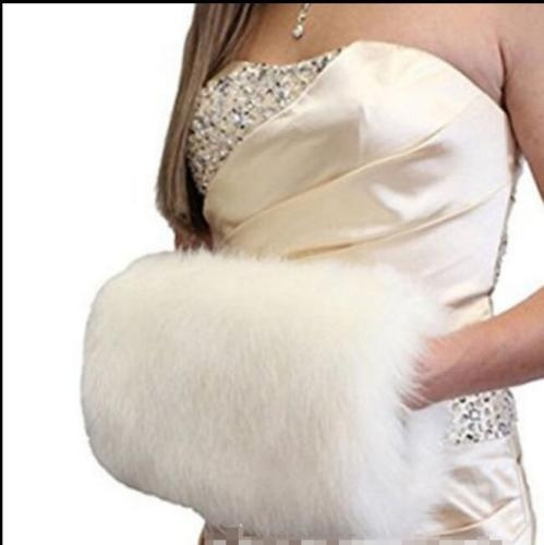 Wedding Hands Muff Gloves Bridals Hand Warmer Winter Faux Fur Ivory White Colors