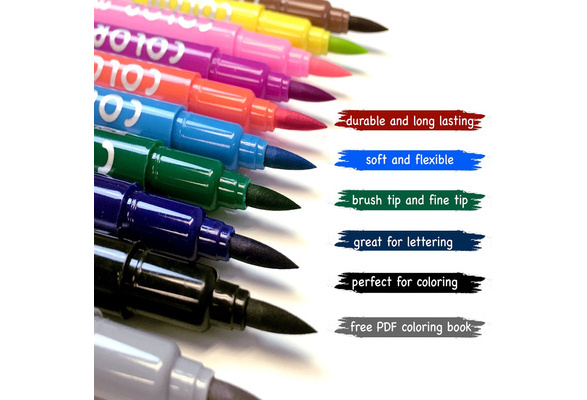 Brush Pen Set 1-12 Color Dual Tip Markers - Calligraphy Lettering Paint Art  Manga (SIZE:1PCS,12PCS)