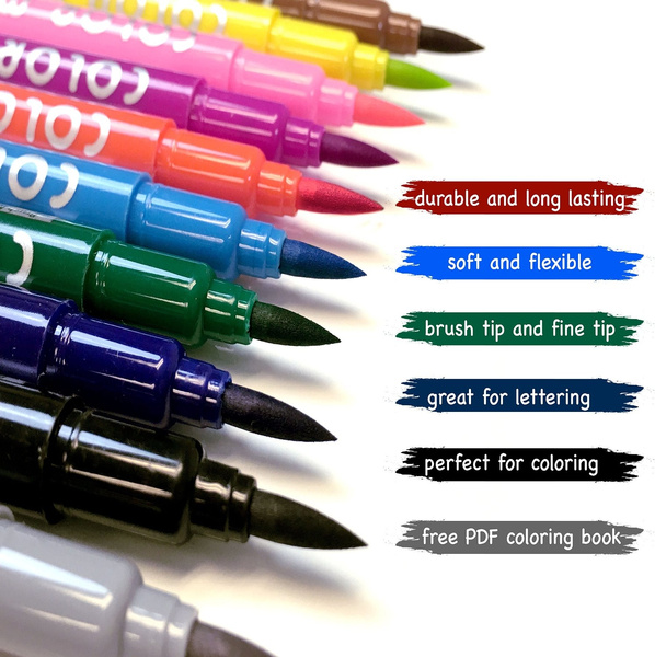 Brush Pen Set 1-12 Color Dual Tip Markers - Calligraphy Lettering Paint Art  Manga (SIZE:1PCS,12PCS)