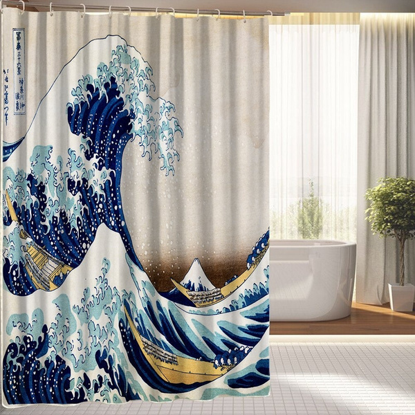 Japanese Artist Hokusai Print Painting, Japanese Painting Shower Curtain