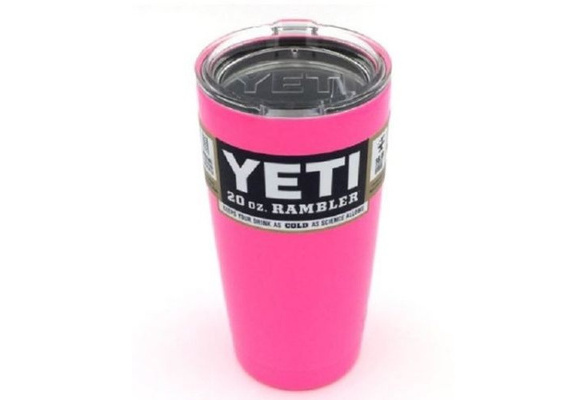 Yeti Cooler Rambler Tumbler 20 oz Silver Insulated Thermos Cup Mug Hot Pink  New