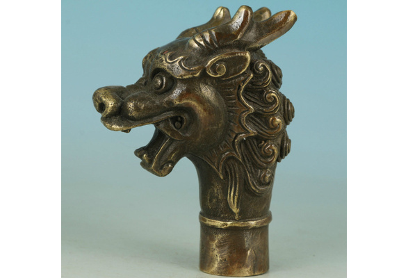 Details about   Chinese Old Bronze Handmade Carved Dragon Collect Statue Cane Walking Stick Head 