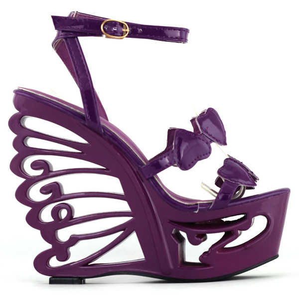 purple wedge shoes
