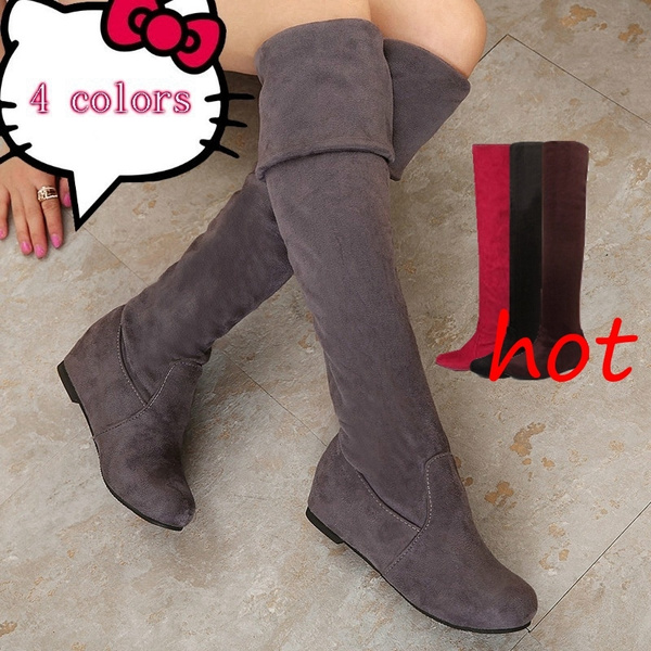 Sexy thigh high flat clearance boots