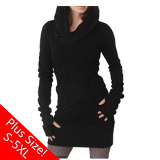 5XL PLUS size S-5XL Hooded Hoodies Slim Fit Pullover Sweater Mini Skirt Women Autumn Long Sleeve Pure Color