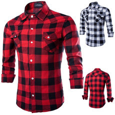 plaid shirt, red black flannel shirt, Moda, Shirt
